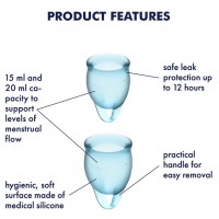 Набор менструальных чаш Satisfyer Feel Confident, голубой