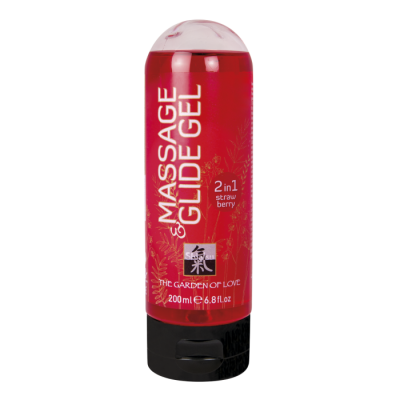 Массажный гель-лубрикант с ароматом клубники 2 в 1 на водной основе Massage & Glide Gel 2 in 1 strawberry 200 мл.