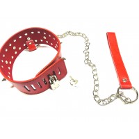 Ошейник с шипами и поводком на цепочке красный Ошейник с шипами и поводком на цепочке красный