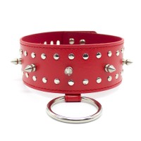 Ошейник с шипами и поводком на цепочке красный Ошейник с шипами и поводком на цепочке красный