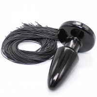 Анальная пробка с черным конским хвостом Анальная пробка с черным конским хвостом