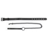 Классический ошейник из искусственной кожи с поводком Классический ошейник из искусственной кожи с поводком