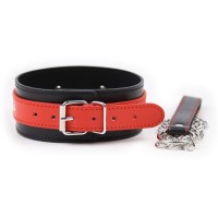 Ошейник с поводком на цепочке red-black