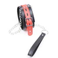 Ошейник с поводком на цепочке red-black