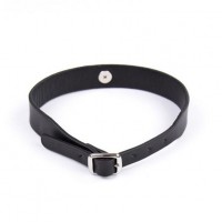 Чёрный ошейник декорированный металлическим колокольчиком Чёрный ошейник декорированный металлическим колокольчиком