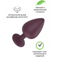 Бордовая силиконовая пробка с прозрачным кристаллом S