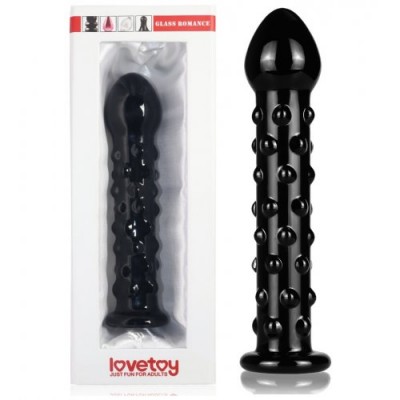 Черный фаллоимитатор из стекла Glass Romance с пупырышками 17 см Черный фаллоимитатор из стекла Glass Romance с пупырышками 17 см