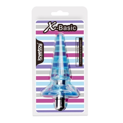 Анальная пробка с вибрацией голубая Sassy 4.25"