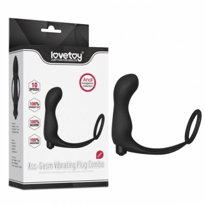 Анальная пробка с кольцом на пенис Ass-Rasca Prostate Plug Combo Анальная пробка с кольцом на пенис Ass-Rasca Prostate Plug Combo