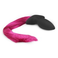 Анальная черно-розовая пробка с хвостом Silicone Anal Plug with Pony Tail