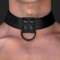Ошейник с поводком на цепи Bondage Fetish Black Matt Collar With Leash