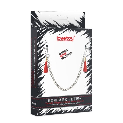 Зажимы для сосков с красными кисточками и цепочкой Зажимы для сосков с красными кисточками и цепочкой