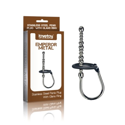 Уретральный буж с двумя кольцами Stainless Steel Penis Plug With Glans Ring