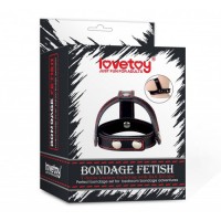 Утяжка на пенис с разделителем мошонки Bondage Fetish T-Style Leather Cockring With Ball Divider