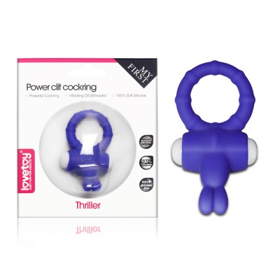 Синее виброкольцо POWER THRILL CLIT COCKRING