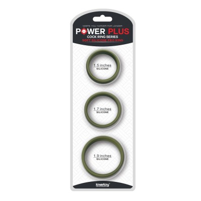 Набор эрекционных колец Power Plus Soft Silicone Pro Ring зеленого цвета