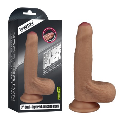 Фаллос с закрытой головкой на присоске с мошонкой 7'' Dual-layered Uncircumcised Liquid Silicone Nature Cock Flesh Фаллос с закрытой головкой на присоске с мошонкой 7'' Dual-layered Uncircumcised Liquid Silicone Nature Cock Flesh