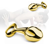 Золотистая анальная втулка золотистая Medium Luxury Metal Butt Plug