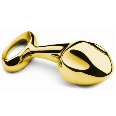 Золотистая анальная втулка золотистая Medium Luxury Metal Butt Plug