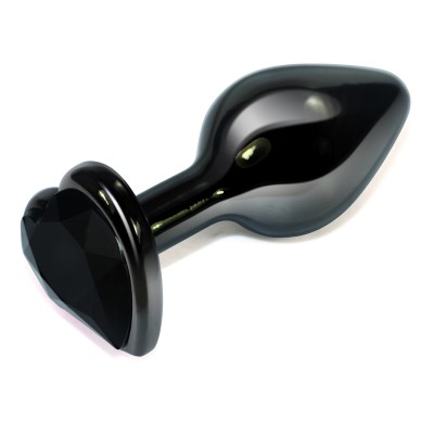 Анальная пробка Rosebud Heart Metal Plug(Black) S