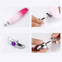 Металлическая анальная пробка со съемным хвостиком