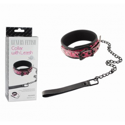 Регулируемый ошейник с поводком Collar with Leash красный