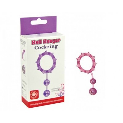 Кольцо с 2 утяжеляющими шариками розовое Ball Banger Cock Ring 2 balls