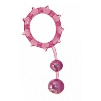 Кольцо с 2 утяжеляющими шариками розовое Ball Banger Cock Ring 2 balls