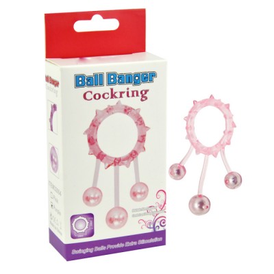 Кольцо с 3 утяжеляющими шариками розовое Ball Banger Cock Ring 3 balls Кольцо с 3 утяжеляющими шариками розовое Ball Banger Cock Ring 3 balls