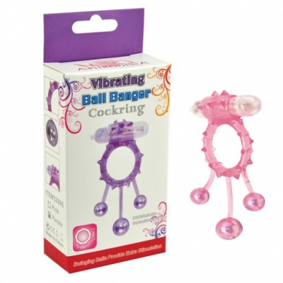 Эрекционное кольцо с вибрацией Ball Banger Cock Ring 3 balls + Vibe розовое