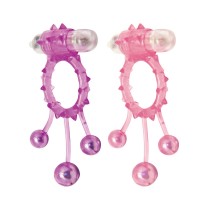 Эрекционное кольцо с вибрацией Ball Banger Cock Ring 3 balls + Vibe розовое