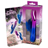 Перезаряжаемый вибратор с клиторальной бабочкой и подсветкой Sparkling Butterfly
