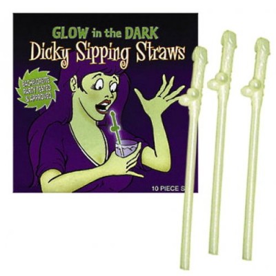 Трубочки для коктейлей Penis Straws светящиеся в темноте 10 шт
