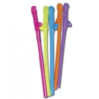 Разноцветные трубочки для коктейлей Penis Straws Coloured 10 шт