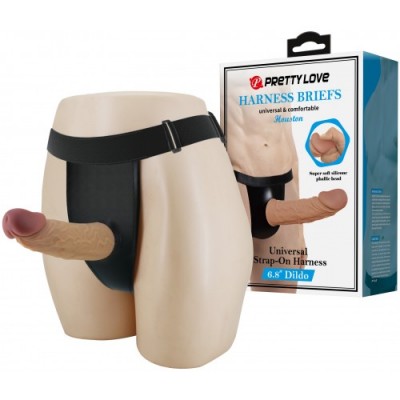 Реалистичный фаллопротез на трусиках Pretty Love Houston 18 см