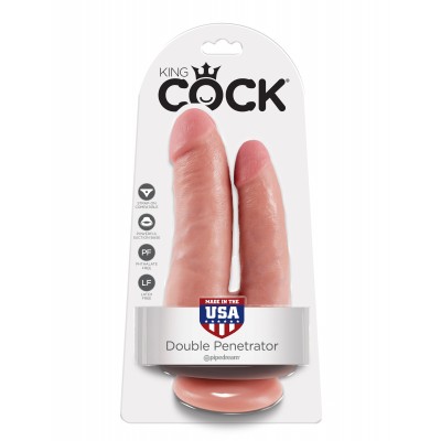 Двойной фаллоимитатор с присоской King Cock Double Penetrator Flesh Двойной фаллоимитатор с присоской King Cock Double Penetrator Flesh