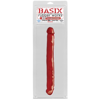 Двухсторонний фаллоимитатор Basix Rubber Works 12 Double Dong Red