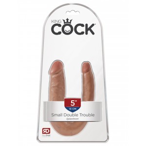 Двойной фаллоимитатор King Cock U-Shaped Small Double Trouble Tan