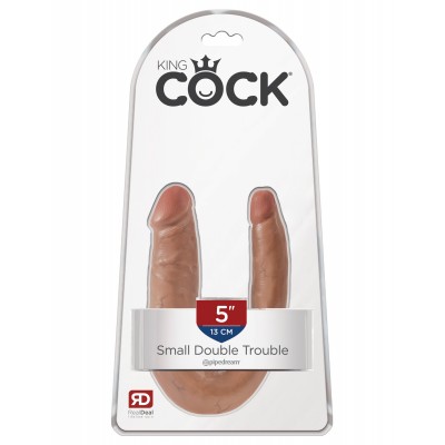 Двойной фаллоимитатор King Cock U-Shaped Small Double Trouble Tan