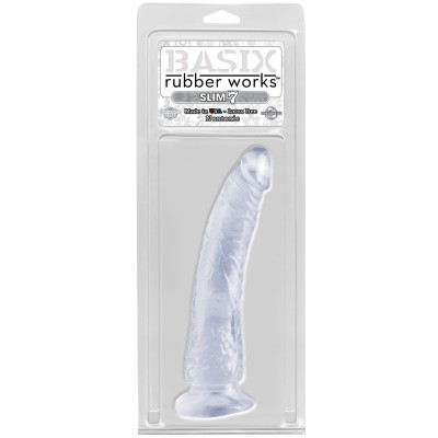 Фаллоимитатор на присоске Basix Rubber Works Slim 7 with Suction Cup Clear Фаллоимитатор на присоске Basix Rubber Works Slim 7 with Suction Cup Clear