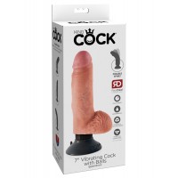 Реалистичный вибратор с присоской King Cock Vibrating Cock with Balls 13 см