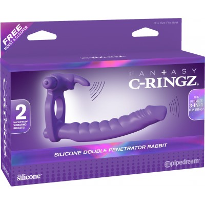 Вибро-кольцо для двойного проникновения Fantasy C-Ringz  Silicone Double Penetrator Rabbit