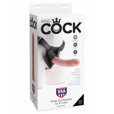 Телесный страпон на трусиках  King Cock Strap-on Harness w 8 in Cock 20,3 см