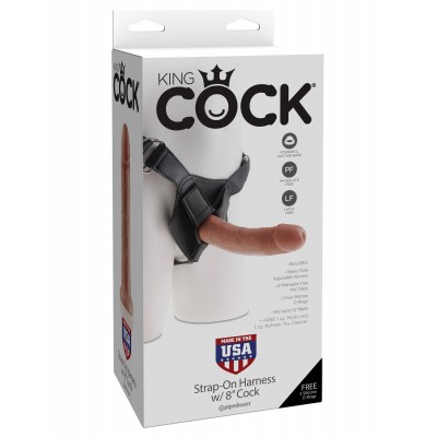 Страпон на виниловых трусиках King Cock Strap-on Harness w 8 Cock Tan