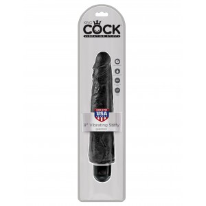 Черный вибратор-реалистик King Cock 9" Vibrating Stiffy - Black