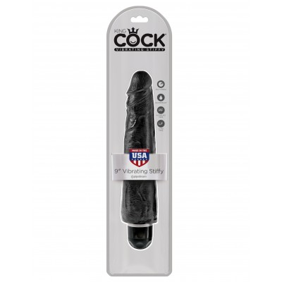 Черный вибратор-реалистик King Cock 9" Vibrating Stiffy - Black