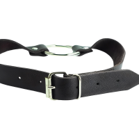 Кляп с кольцом из темно-шоколадной кожи