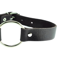 Кляп с кольцом из темно-шоколадной кожи