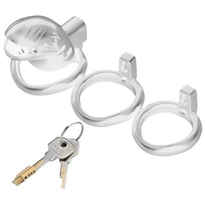 Прозрачный пластиковый пояс верности со сменными кольцами