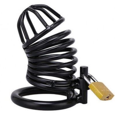 Черный стальной пояс верности мужской диаметр запорного кольца 4,5 см Черный стальной пояс верности мужской диаметр запорного кольца 4,5 см